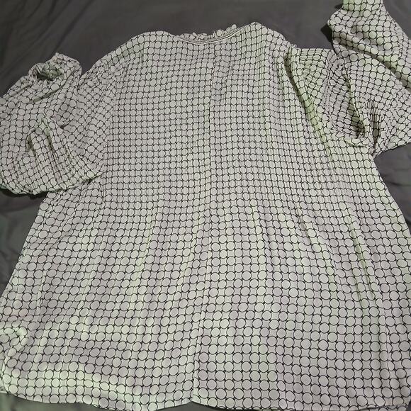 Max Studio 1X Tie-Neck Black & White Easy Care Top - Picture 6 of 14